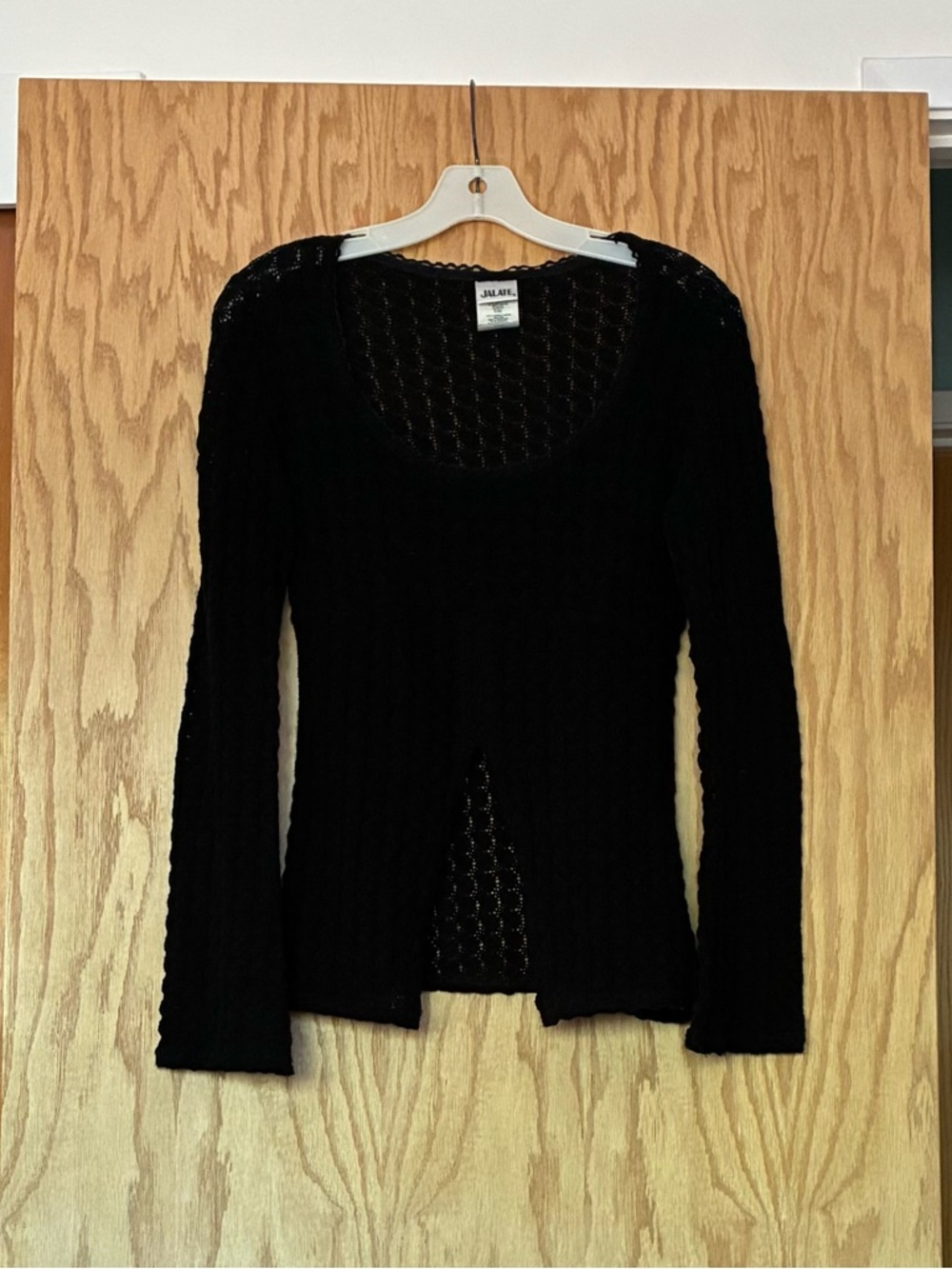 Vintage 80’s Black Crochet Knit Long Sleeve Top